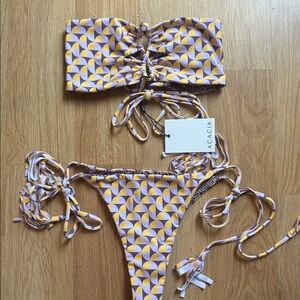 Acacia swimwear Goldie print triangle top lauie bottom bikini set lumahai
